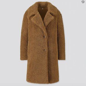 Uniqlo pile lined fleece teddy tailored camel coat